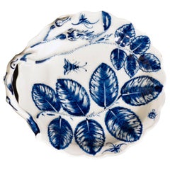 18th Century First Period Worcester Blue Blind Earl Leaf Dish