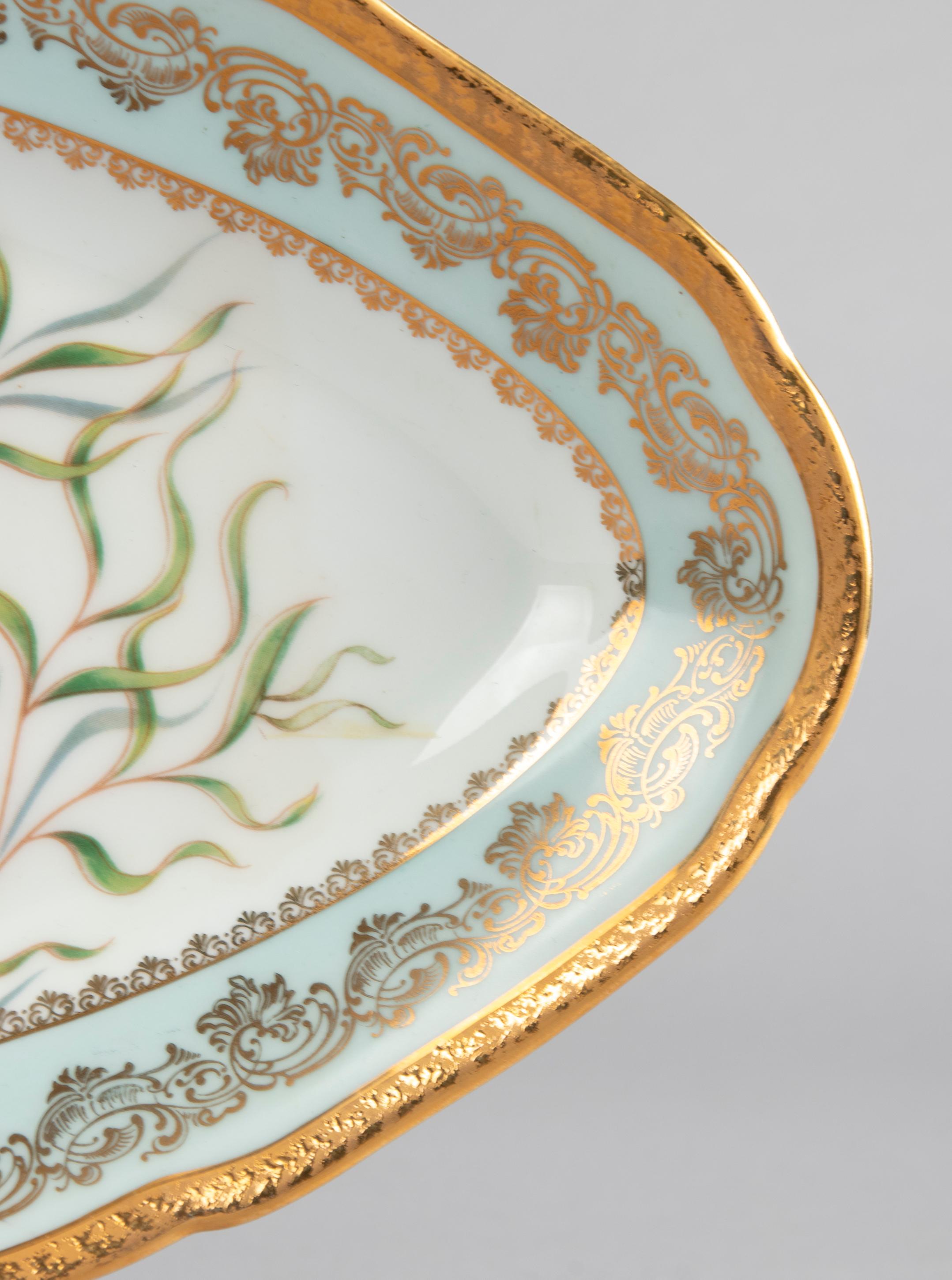 Porcelain Fish Service by Limoges Chadelaud with Gilt Encrusted Rims 8