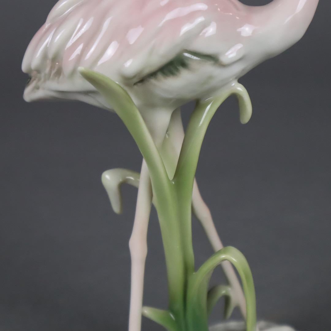 Hand-Painted Porcelain „ Flamingo“ by G. Bochmann for AK &Kaiser, West Germany, 1950s