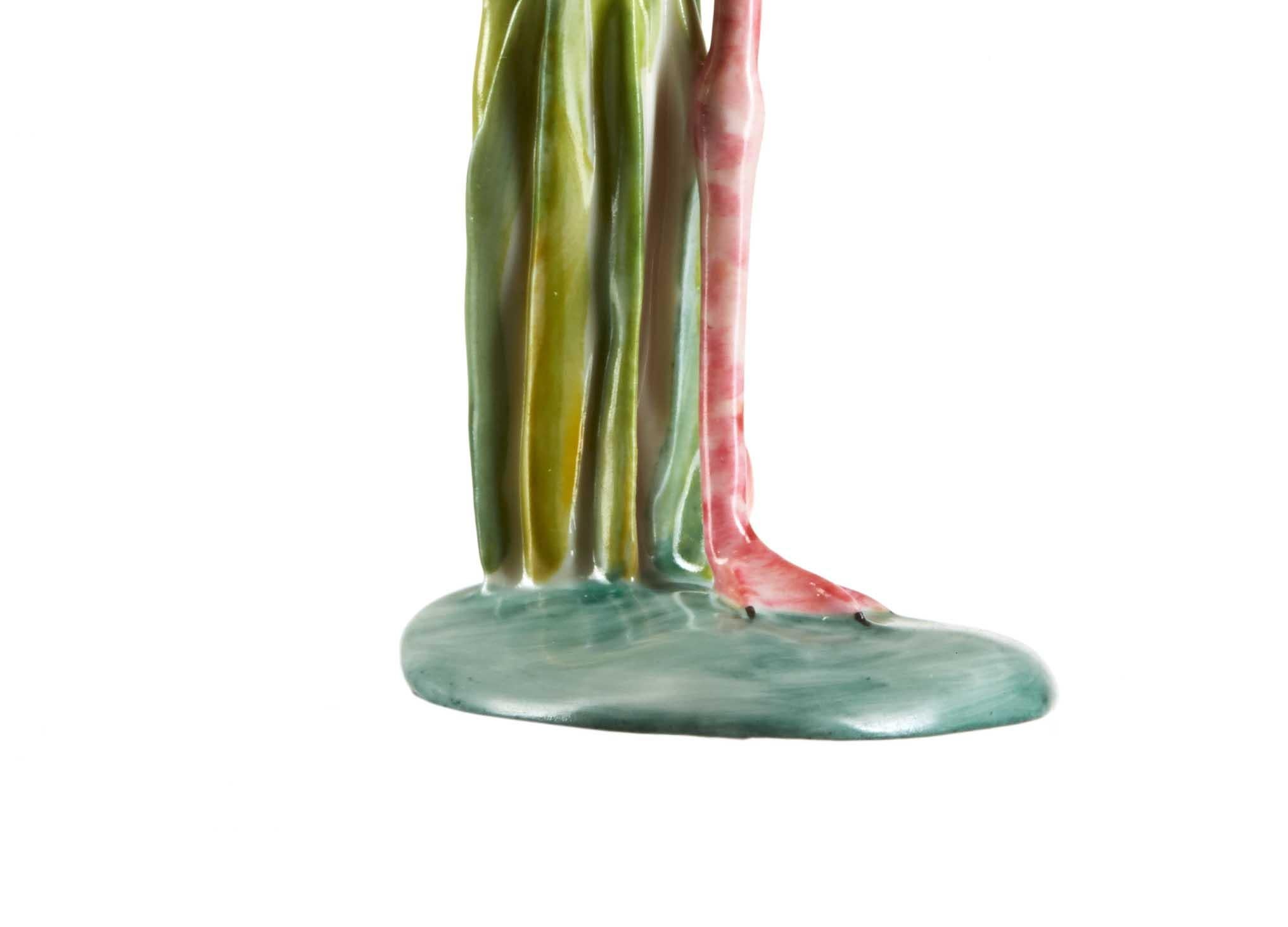 Modern Porcelain flamingo, handcrafted, hand painted - Nymphenburg porcelain For Sale
