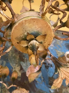 Lustre en porcelaine à fleurs Roses Bianci pleine peinture RARE , Italie 1940s