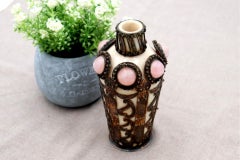Porcelain flower pot with filigree silver structure