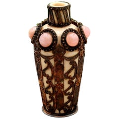 Porcelain flower pot with filigree silver structure