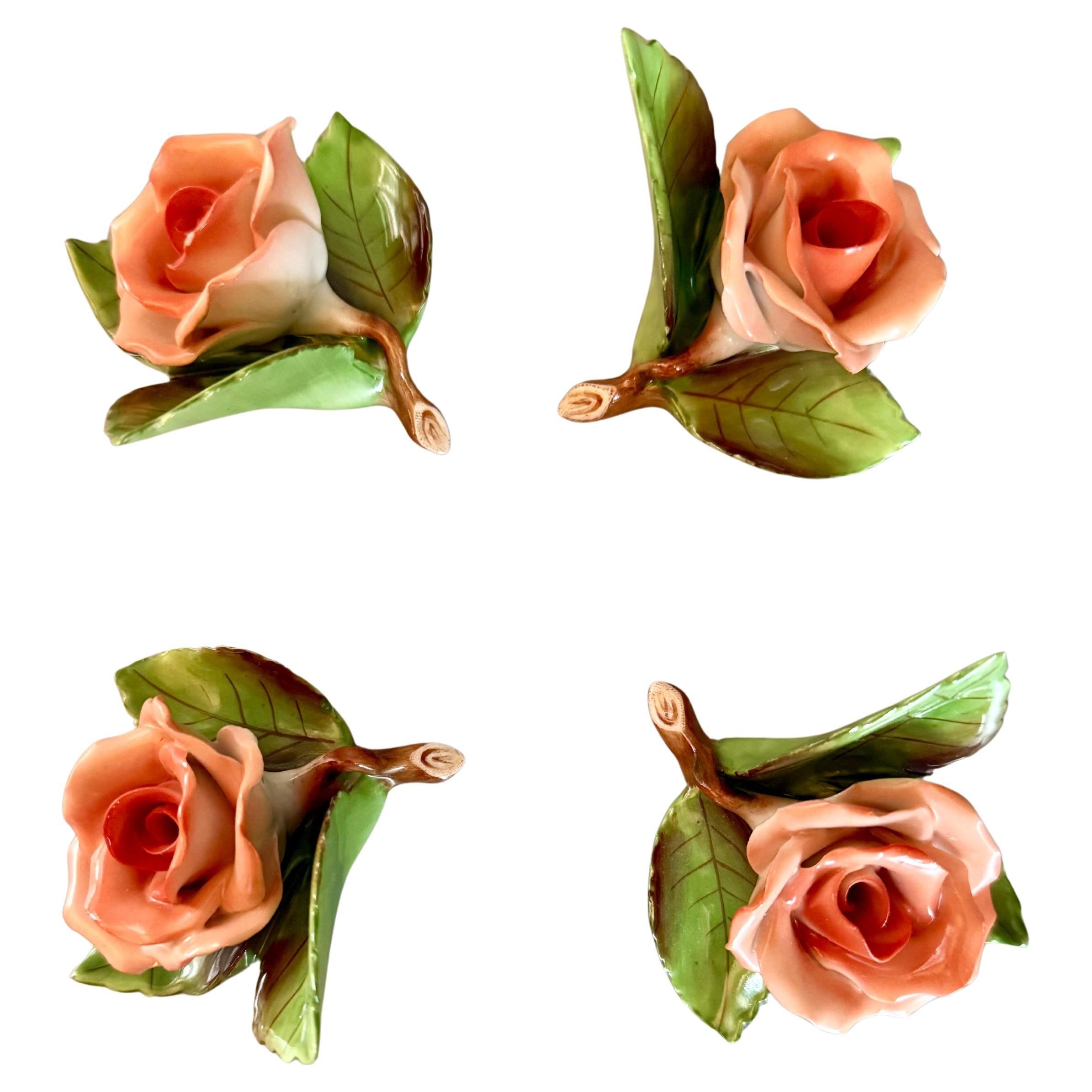 Porcelain Four Roses Decoration Cardholder Herend Hungary