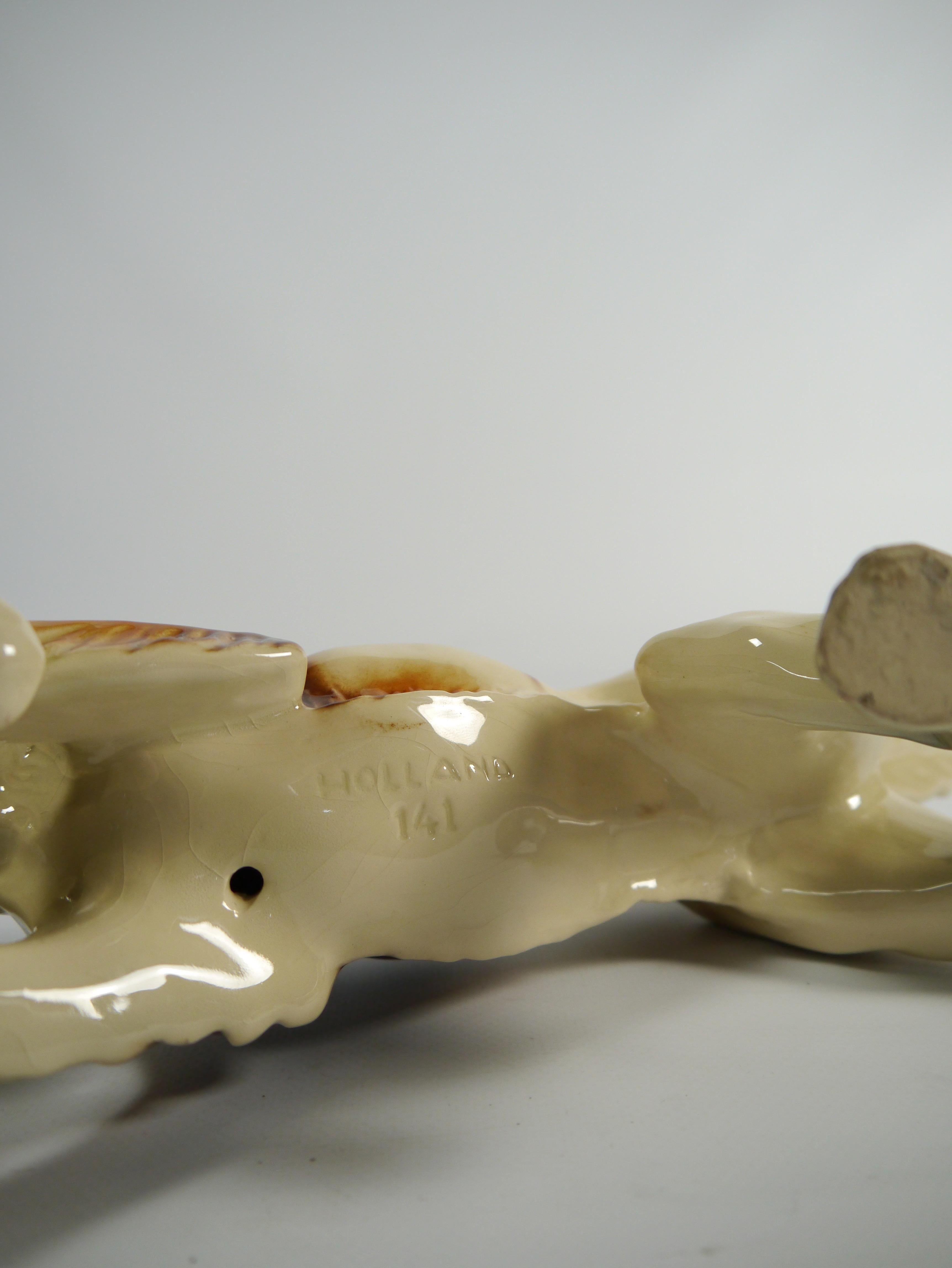 Porcelain Foxhound Dog Figurine, Holland 1950s 2