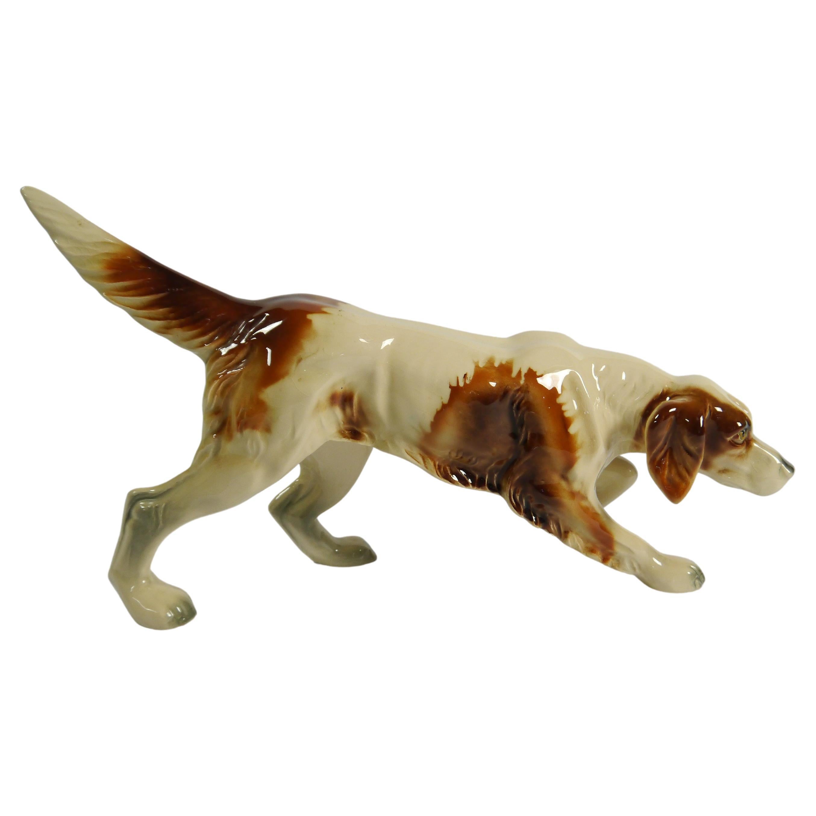 Porcelain Foxhound Dog Figurine, Holland 1950s