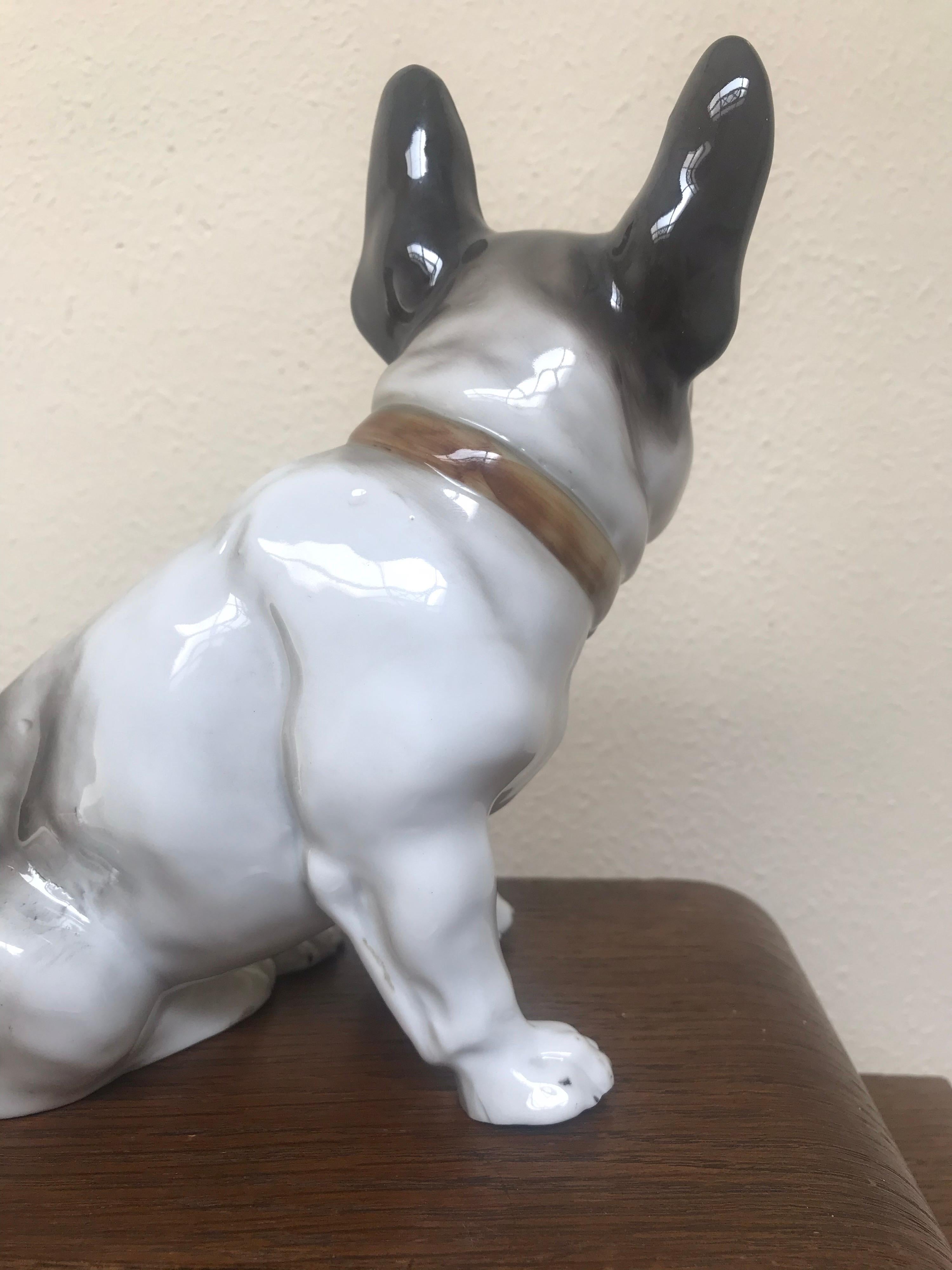 Französische Bulldogge aus Porzellan, Art Deco im Angebot 3