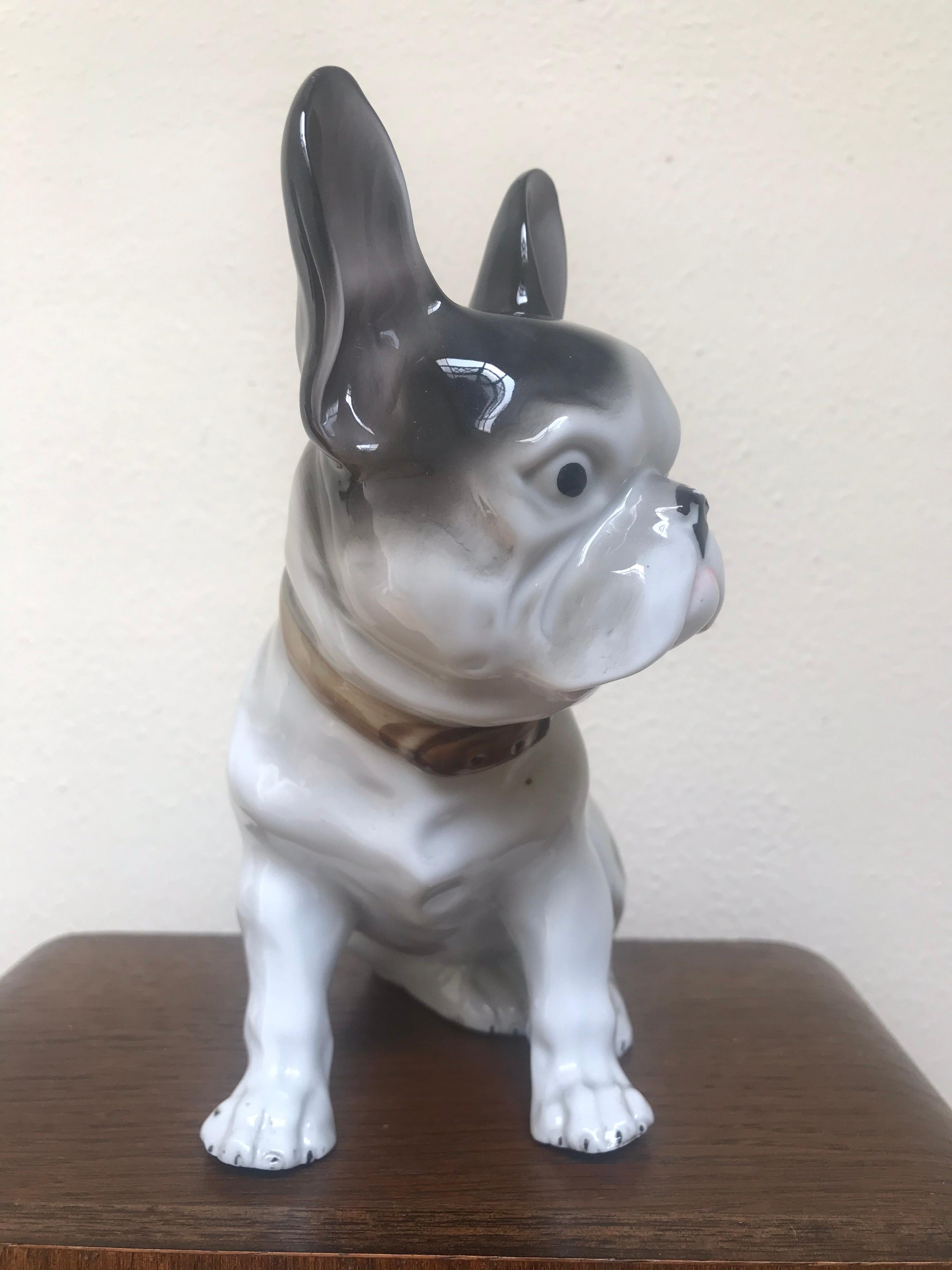 Französische Bulldogge aus Porzellan, Art Deco im Angebot 6