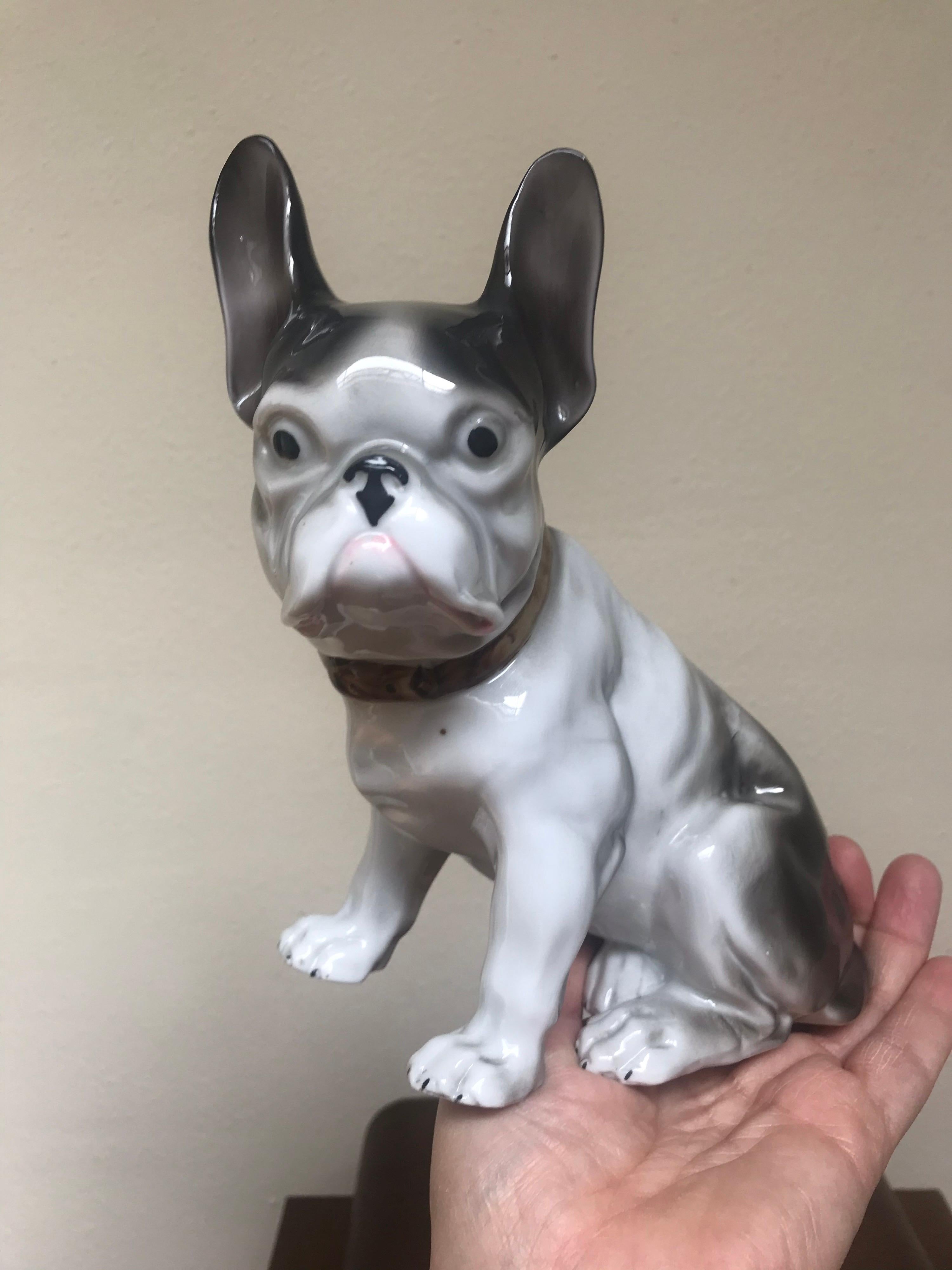 Französische Bulldogge aus Porzellan, Art Deco im Angebot 7
