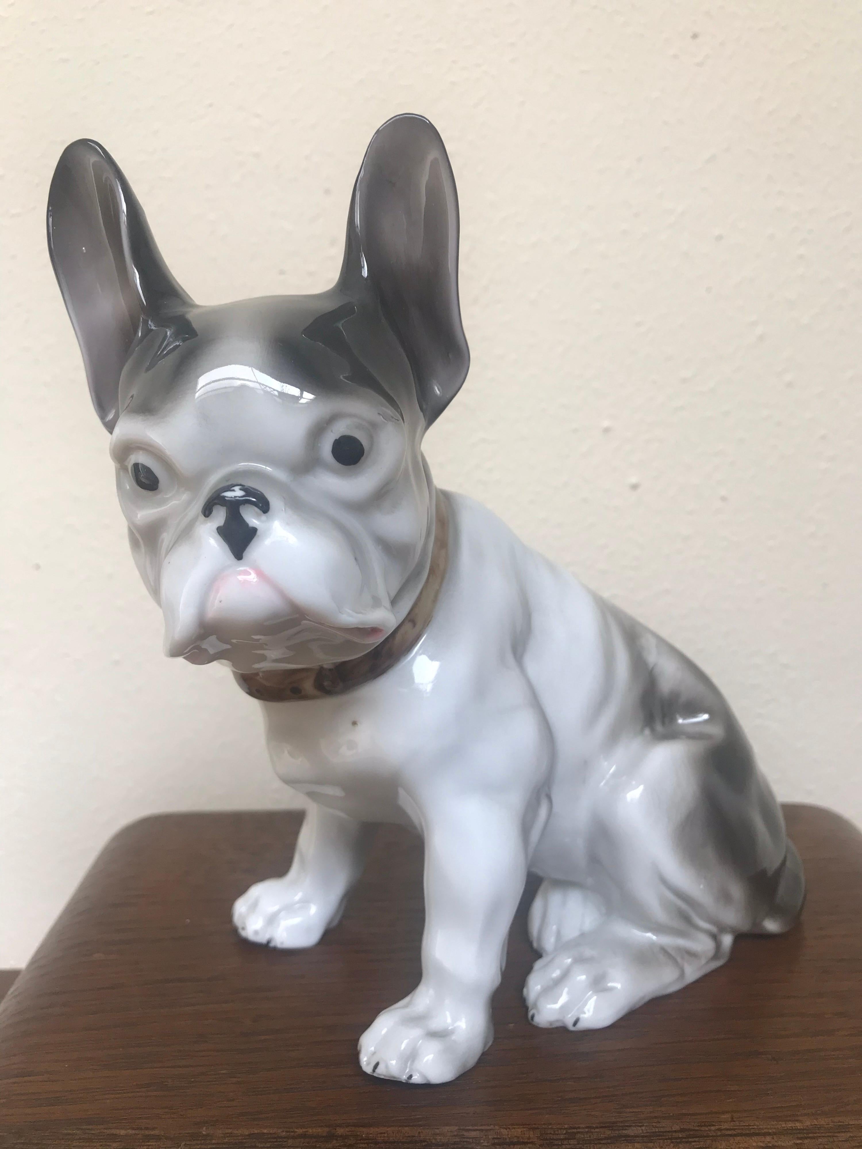 Französische Bulldogge aus Porzellan, Art Deco (Deutsch) im Angebot