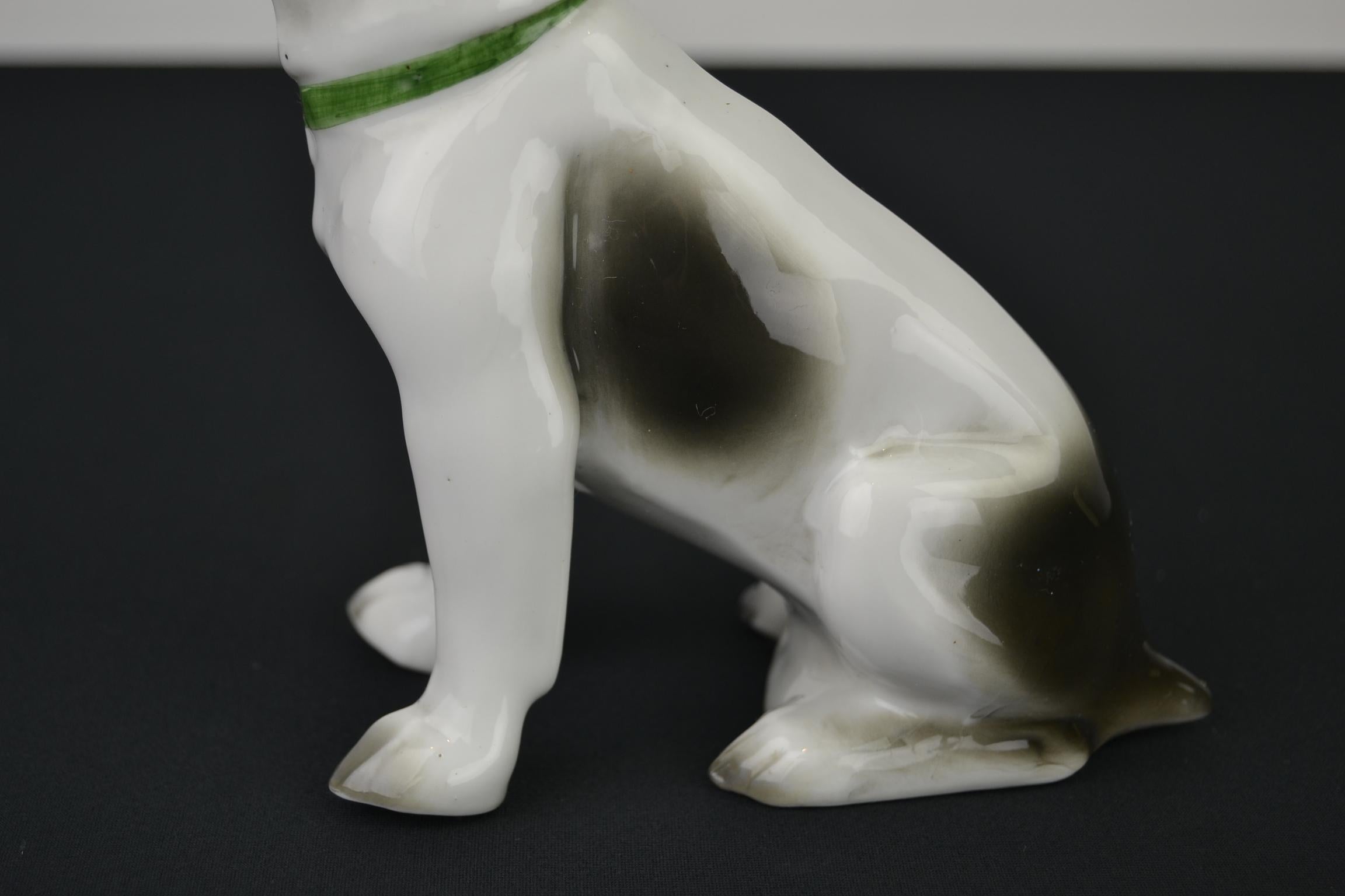 Porcelain French Bulldog, Boston Terrier Sculpture with Green Collar 8