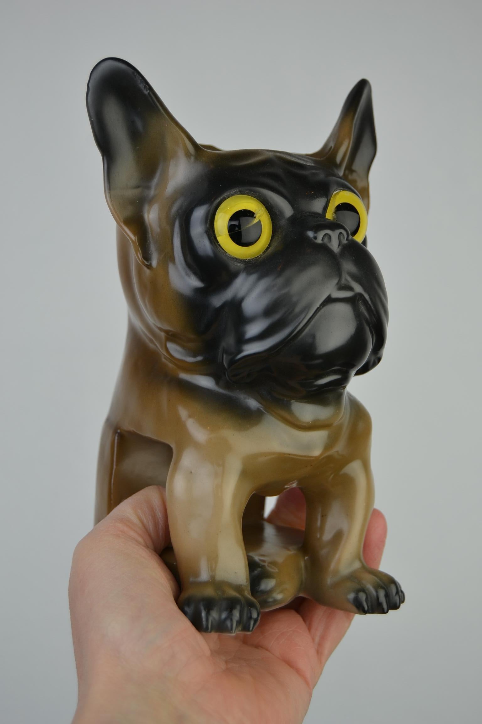 Porcelain French Bulldog Brush Holder, Europe, 1930s 9