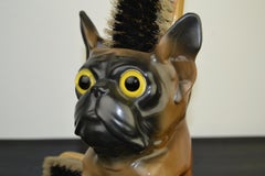 Porcelain French Bulldog Brush Holder, Europe, 1930s