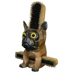 Porcelain French Bulldog Brush Holder, Europe, 1930s