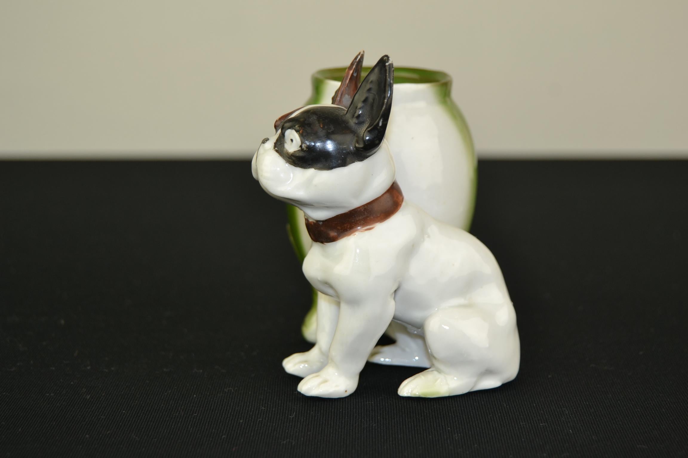 Porcelain French Bulldog Sculpture Mustard Pot, Art Deco 8