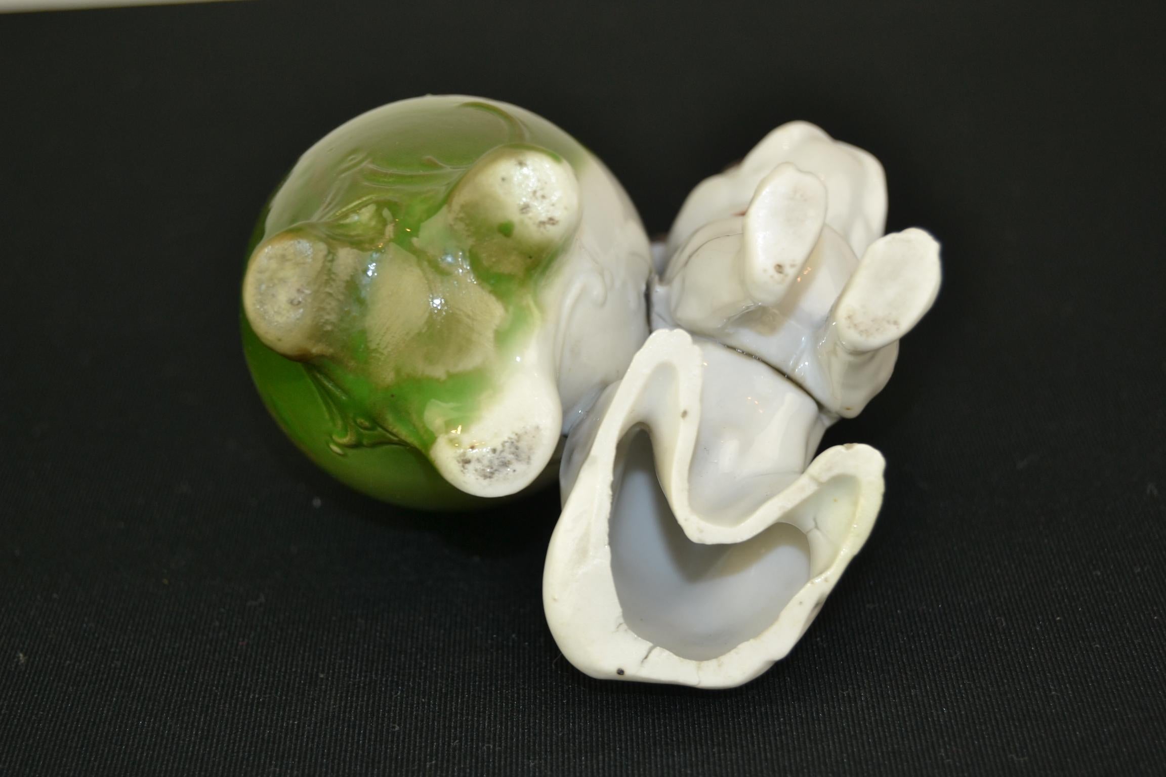 Porcelain French Bulldog Sculpture Mustard Pot, Art Deco 9