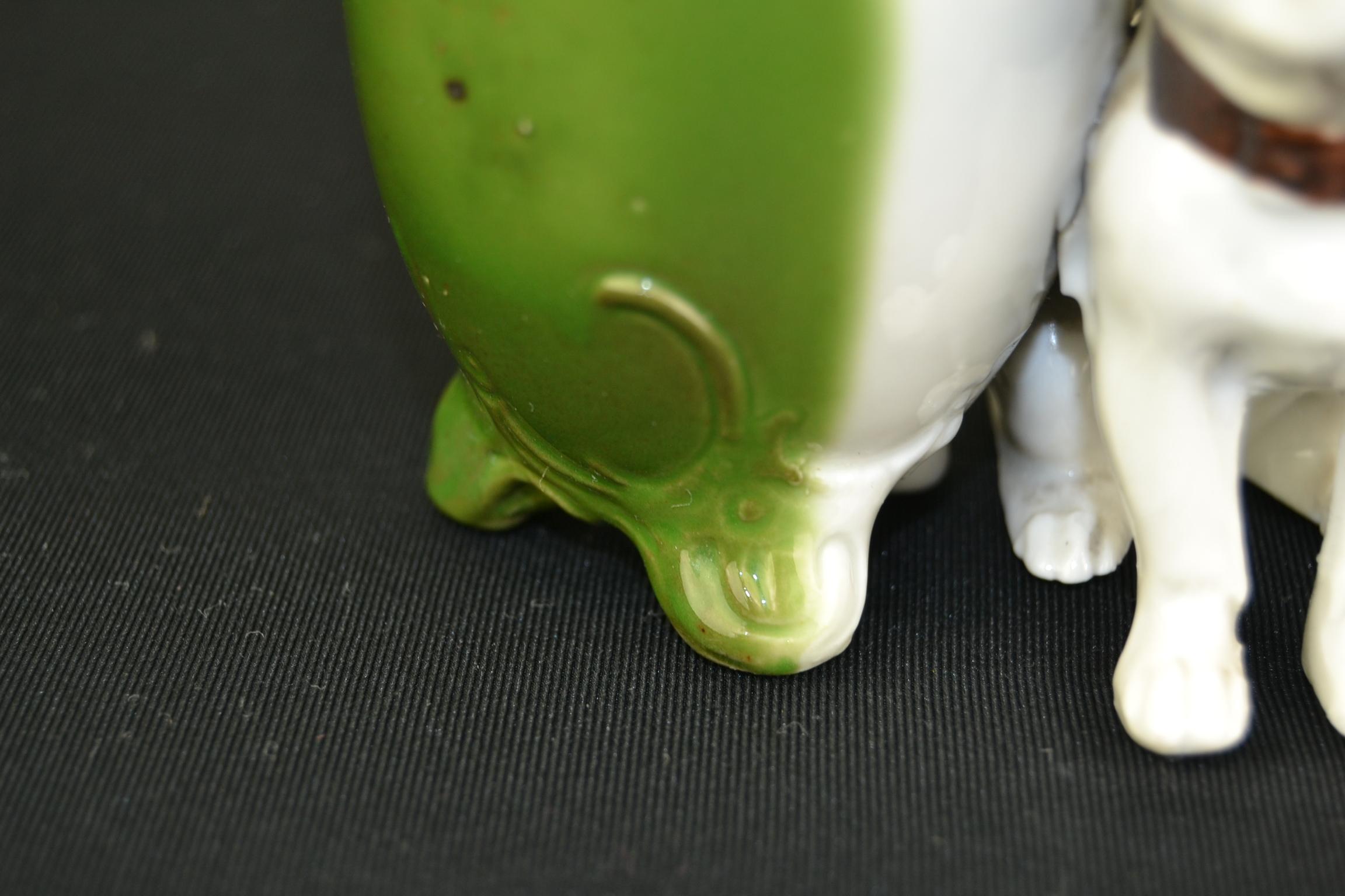 Porcelain French Bulldog Sculpture Mustard Pot, Art Deco 1
