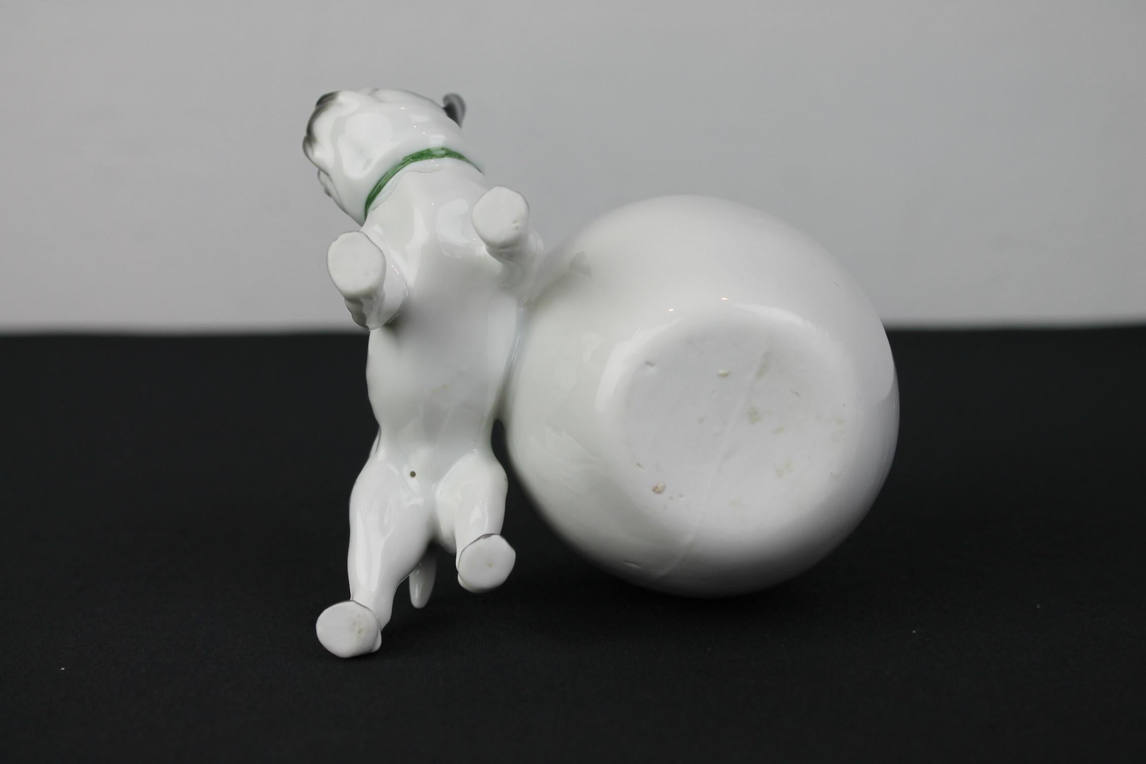Porcelain French Bulldog Sculpture with Storage Pot or Planter For Sale 6