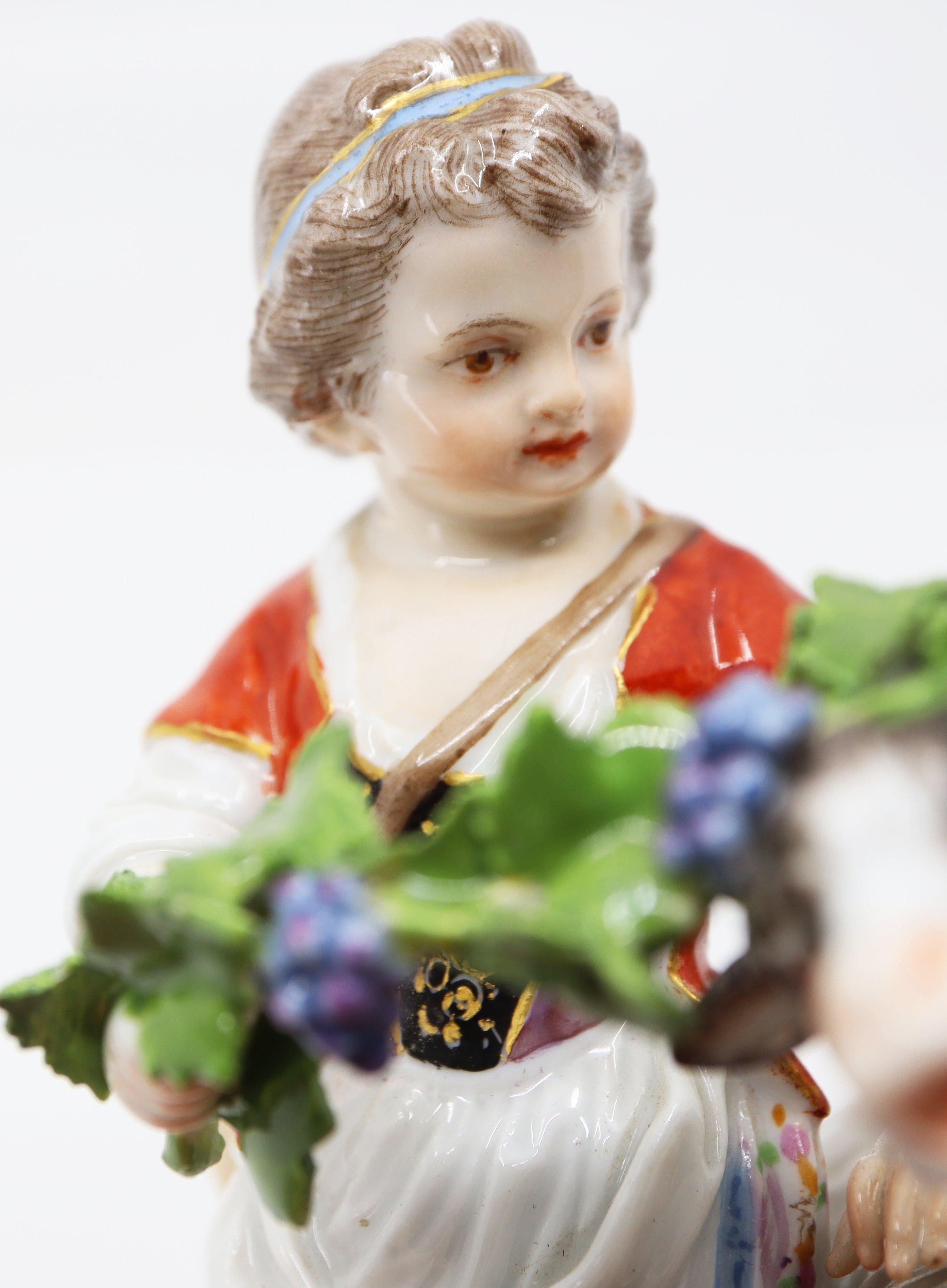Porcelain Goat and Child, Hand Painted, Meissen, 19th Century For Sale 8