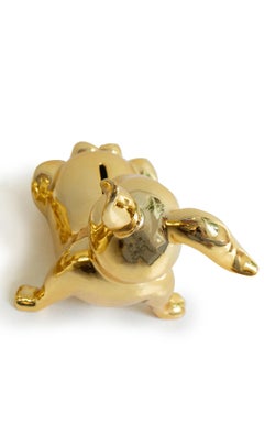 Porcelain Gold Bunny Belly Money Bank