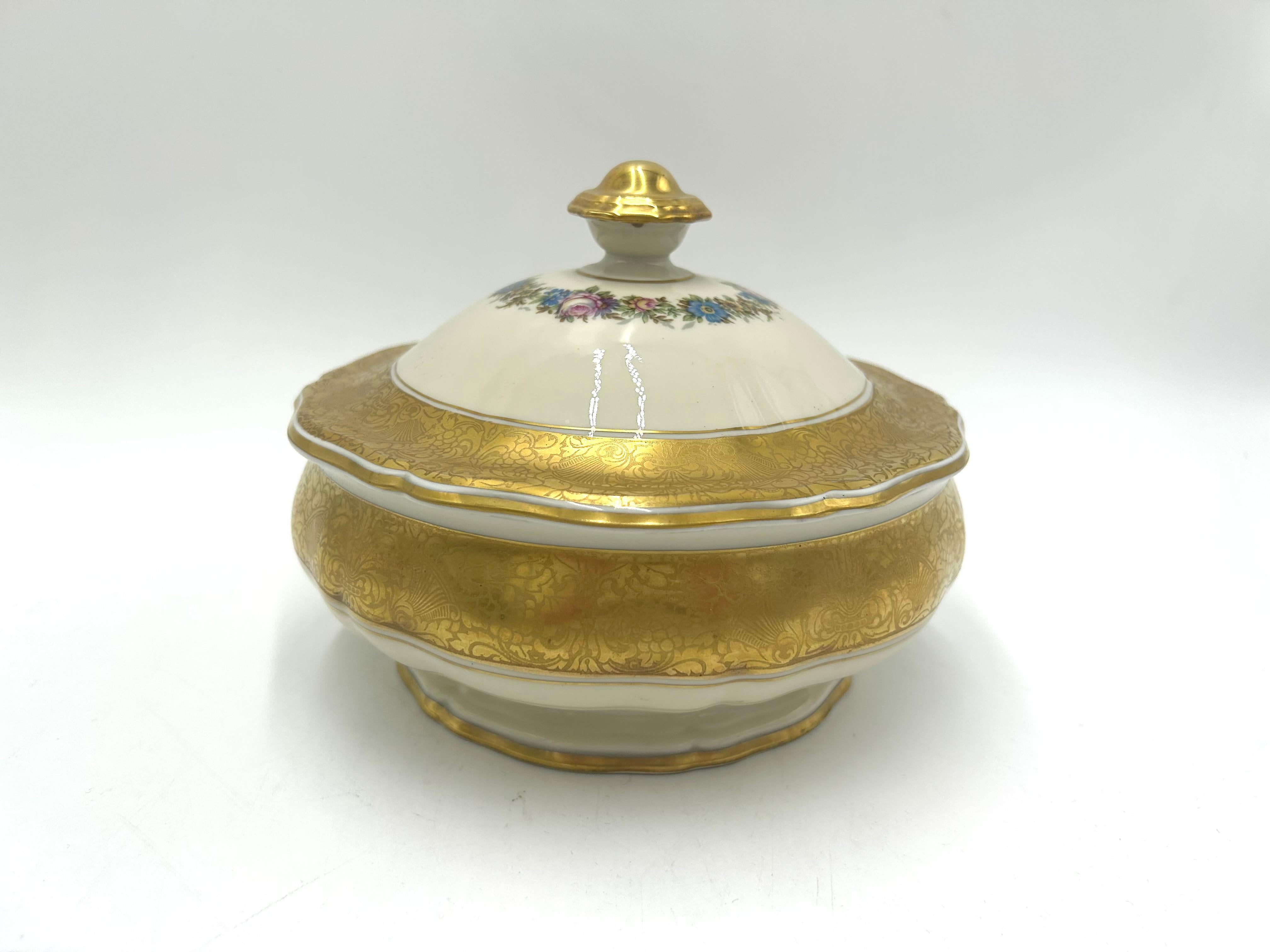German Porcelain Gold Chocolate Box-Casket, Rosenthal Chippendale, 1943