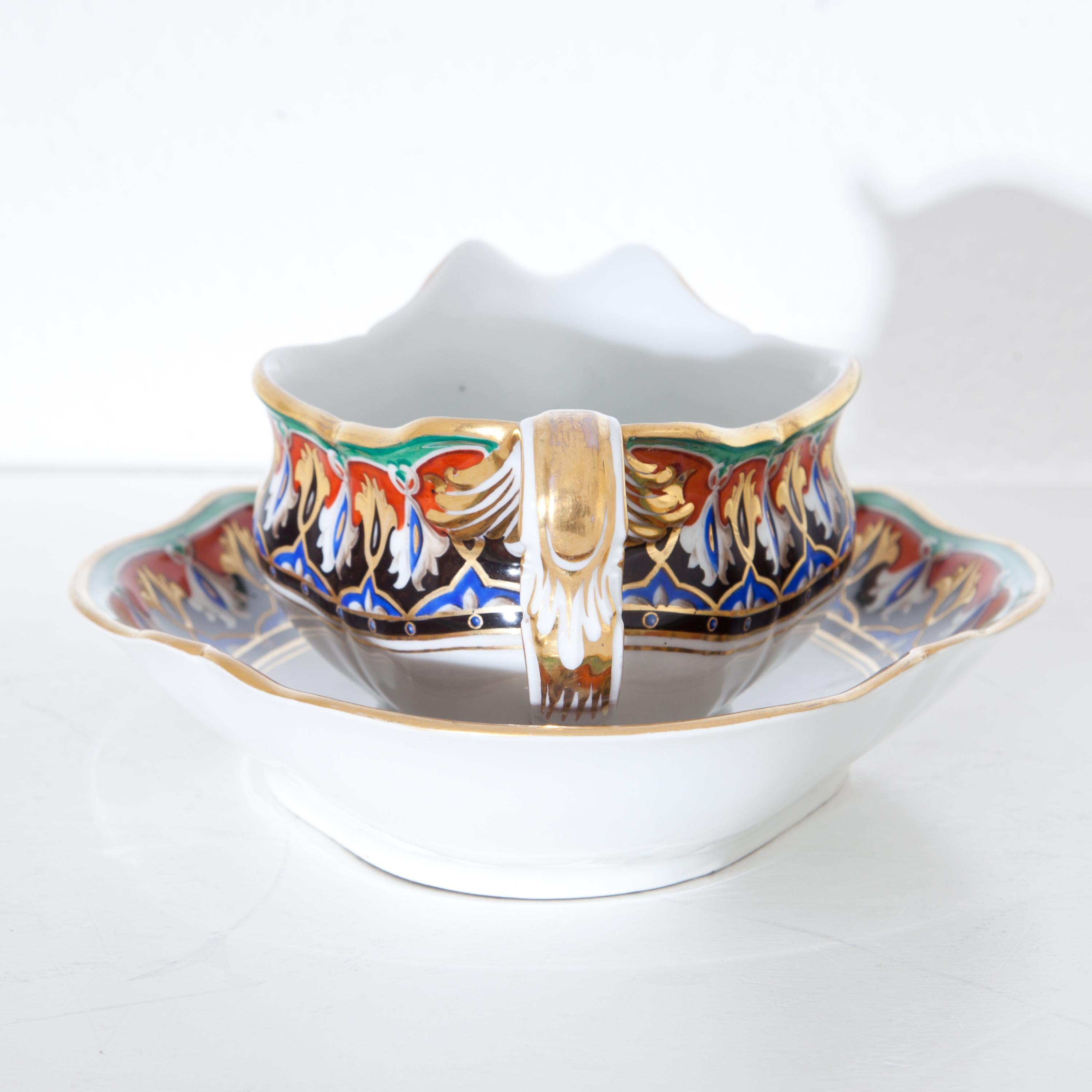 Porcelain Gravy Boat and Spoon with Monogram WA, KPM, Berlin, Germany, 1849-1870 For Sale 4