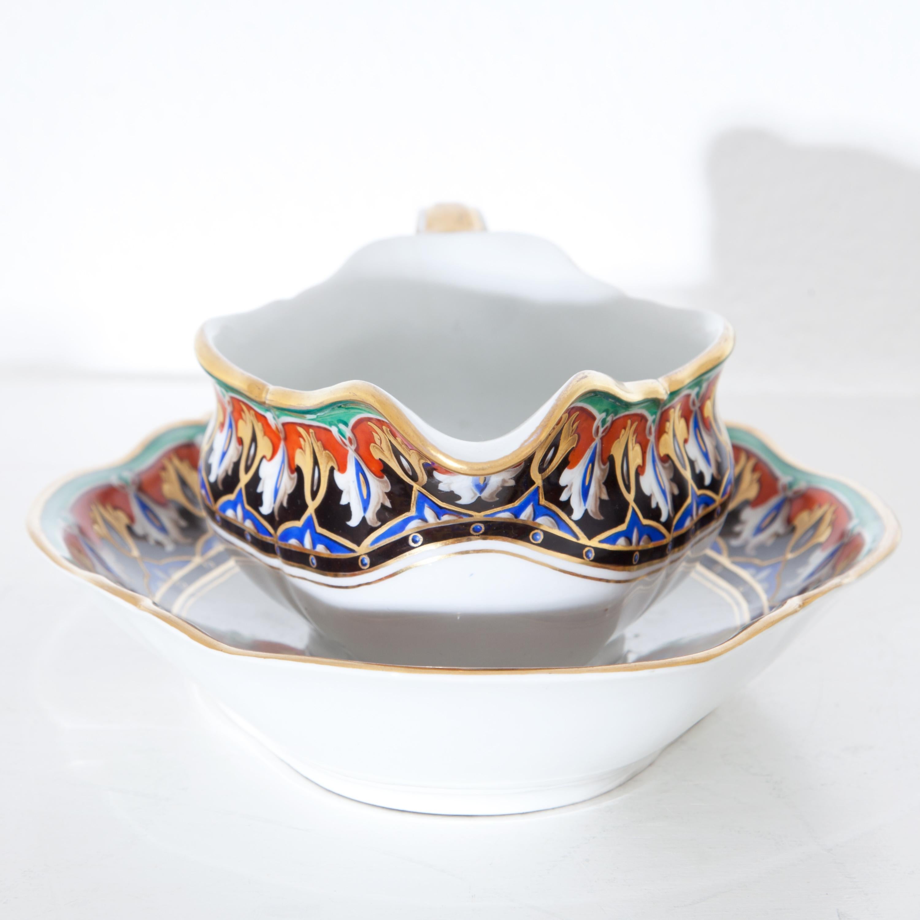 Porcelain Gravy Boat and Spoon with Monogram WA, KPM, Berlin, Germany, 1849-1870 For Sale 2