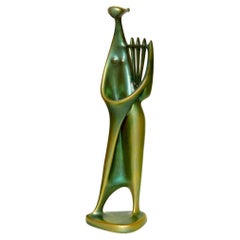 Grüne Harper-Figur aus Porzellan, János Török für Zsolnay, Ungarn 1960er Jahre