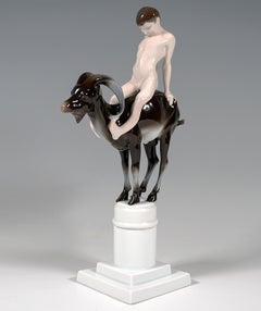 Porcelain Group 'Capriccio' Boy on Ibex Rosenthal Selb Germany Circa 1914