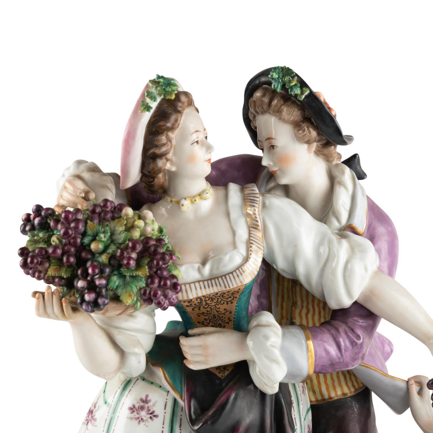 Porcelain group, Galant scene, 19th Century.

19th century porcelain group in the Louis XV style, gallant scene.   
Photos:(c)inu.studio_art 
H: 41cm , W: 37cm, D: 24cm
