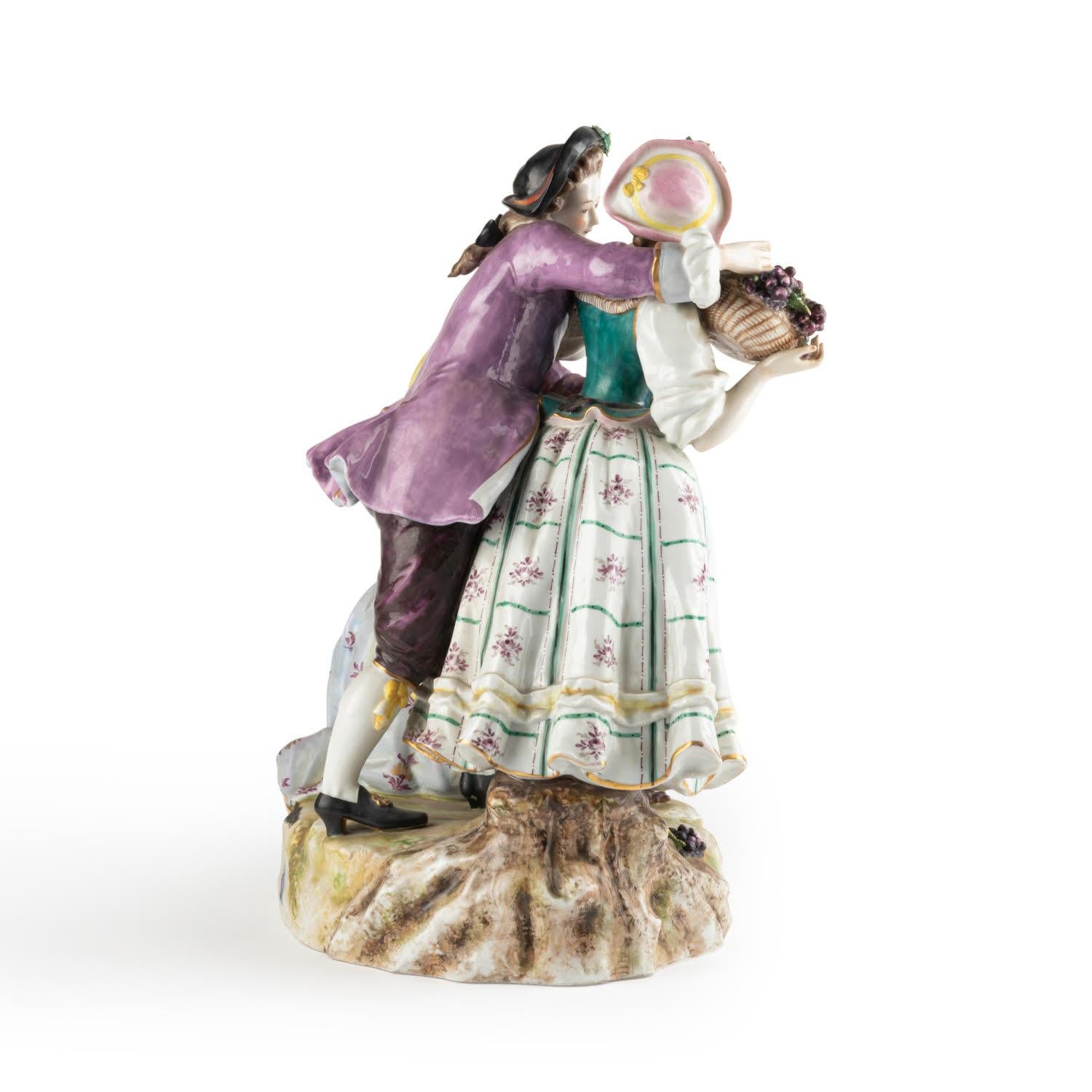 Porcelain Group, Galant Scene, 19th Century. For Sale 4