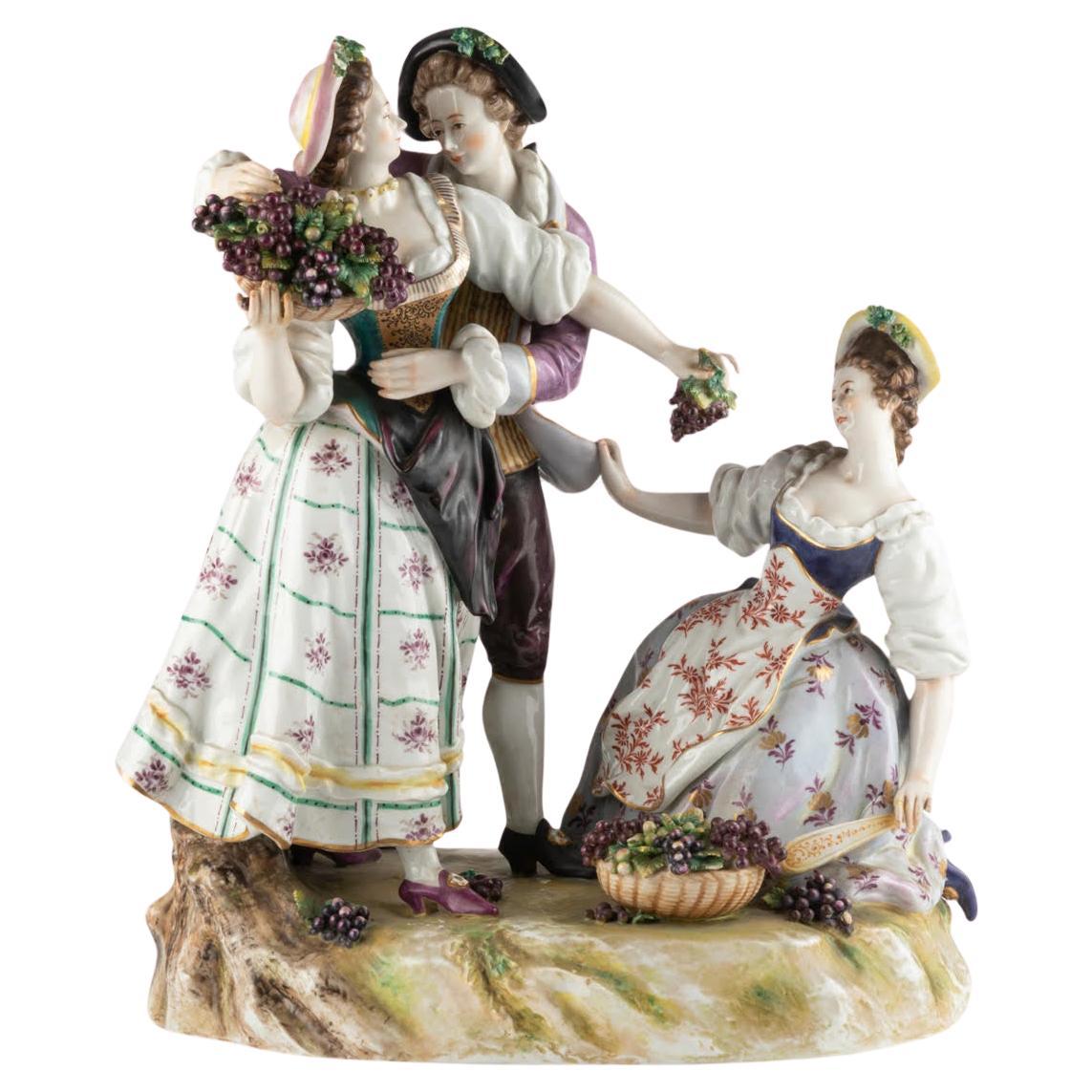 Porcelain Group, Galant Scene, 19th Century. For Sale