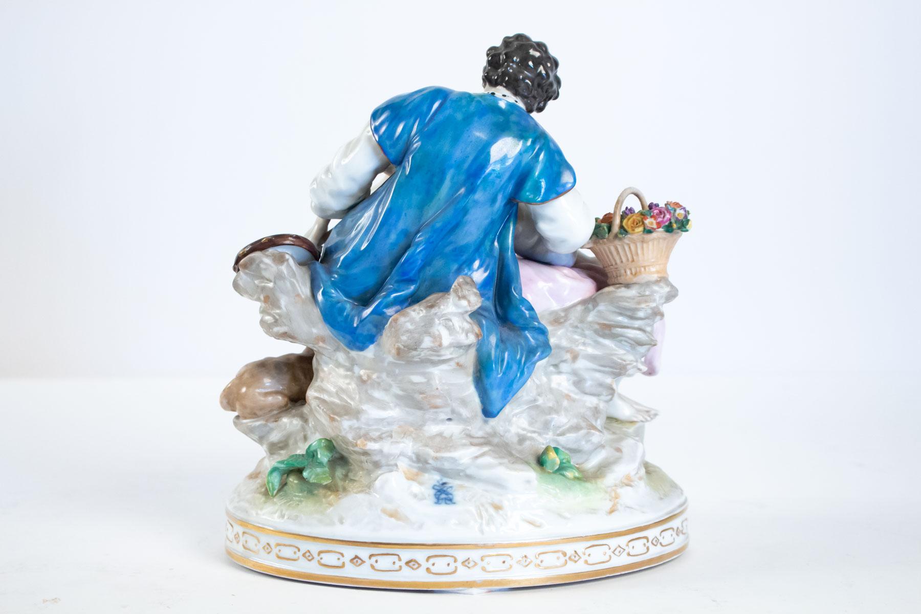 20th Century Porcelain Group Representative An Elegant With Her Courtesan For Sale