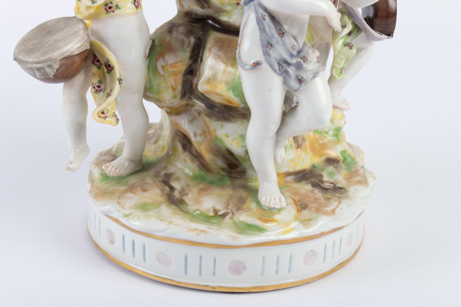 Painted Porcelain Group, The Music Players For Sale