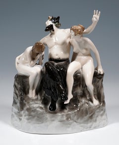 Porcelain Group 'The Sin', Faun with Nymphs, Rosenthal Selb Germany, 1917