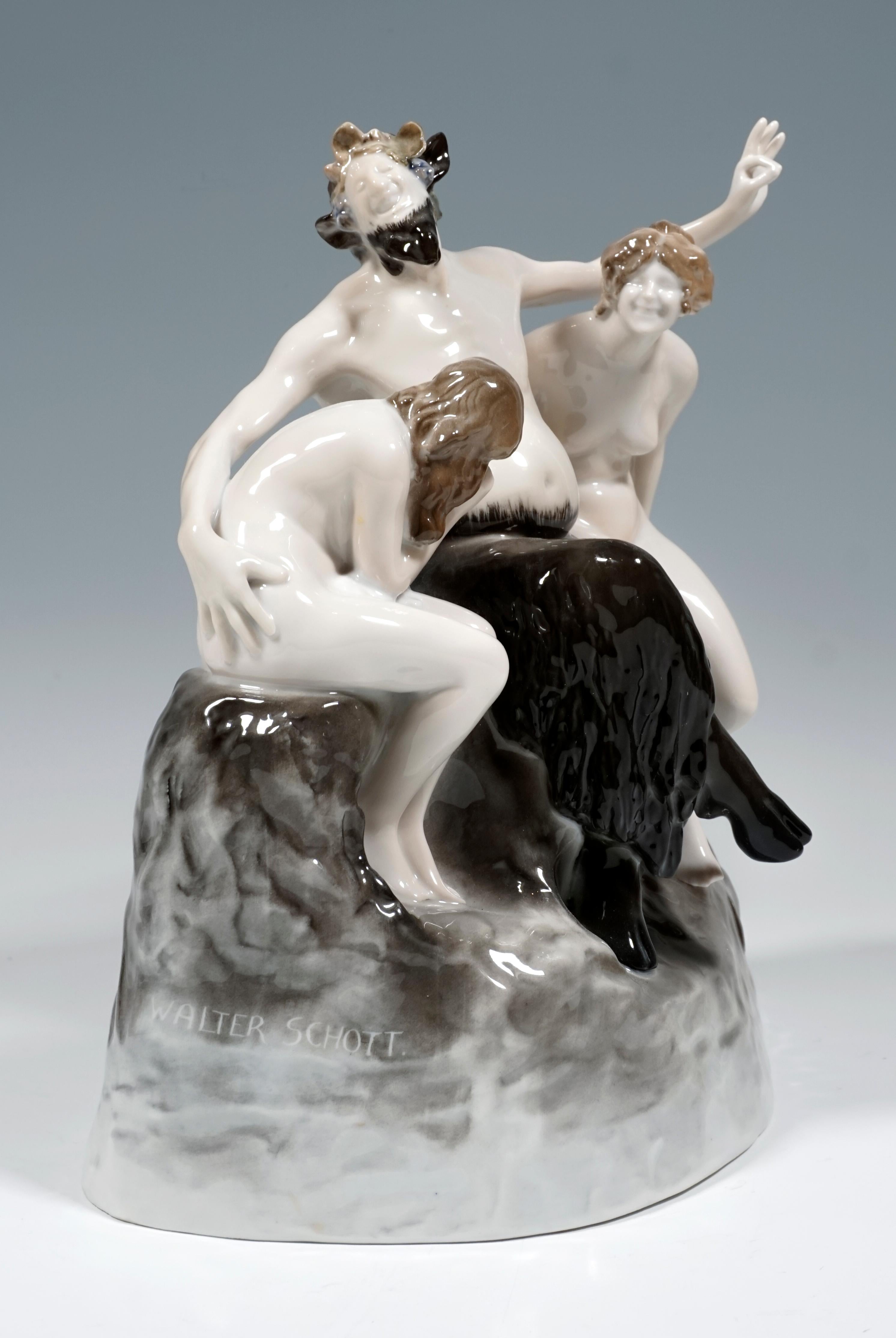 Porcelain Group 'The Sin', Faun with Nymphs, Rosenthal Selb Germany, 1917 In Good Condition In Vienna, AT