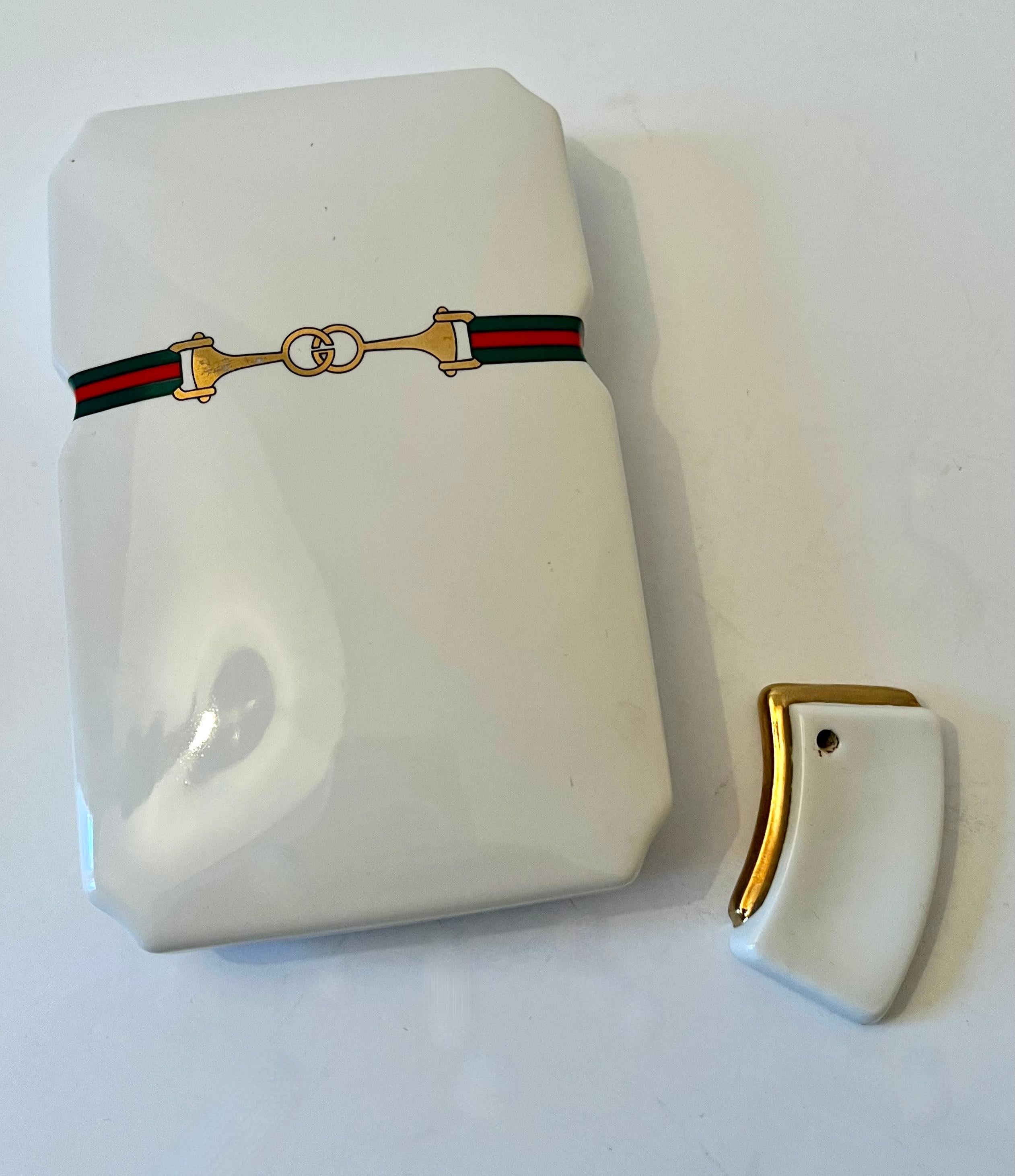 Ceramic Porcelain Gucci Lidded Box with Incense 420 Holder For Sale