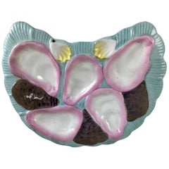 Porcelain Half Moon Pink Shell on Baby Blue Oyster Plate
