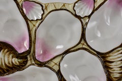 Porcelain Half Moon Pink Shell on Cream and Gilded Oyster Plate