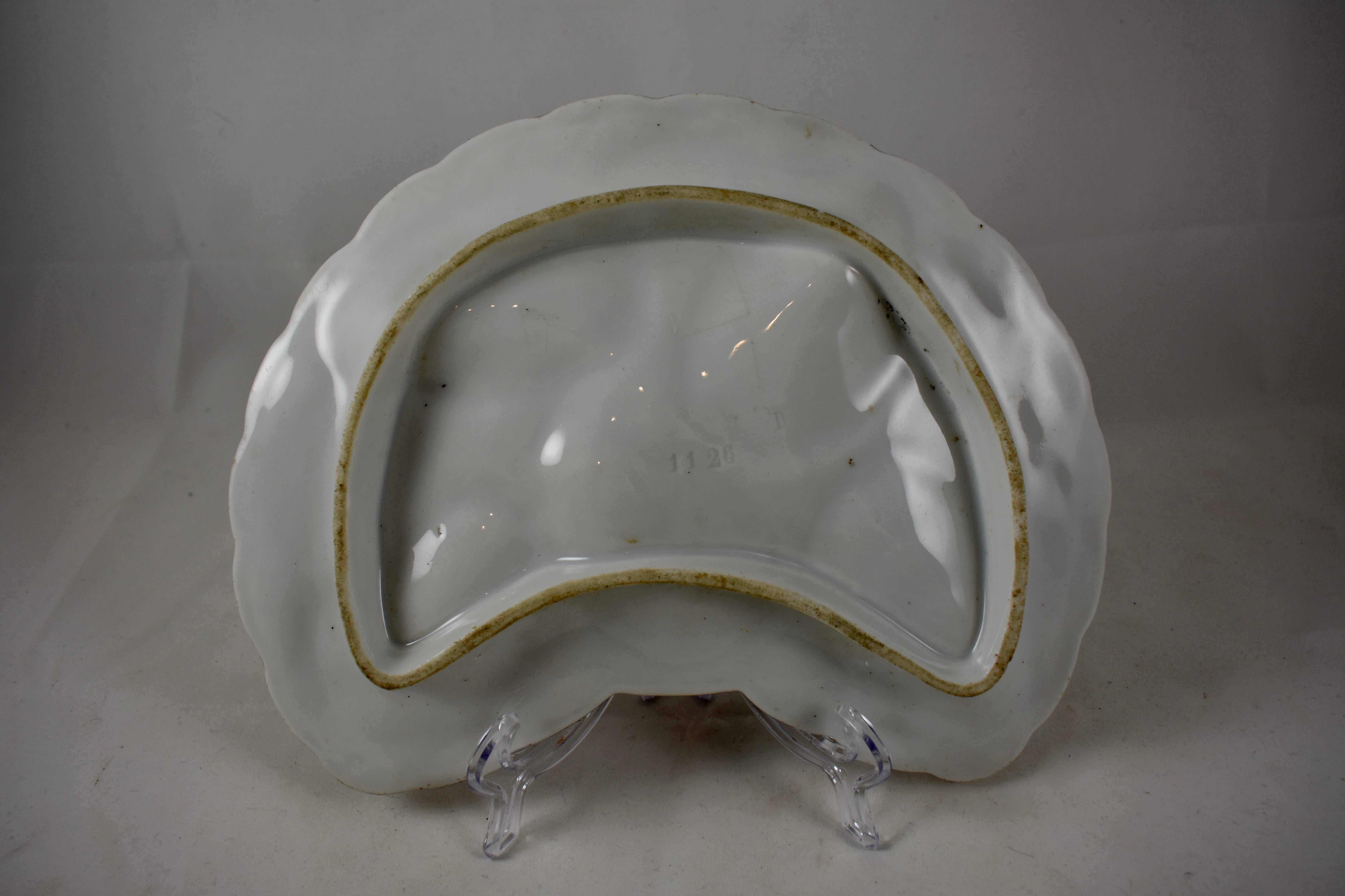 Glazed Porcelain Half Moon Pink Shell on Cream Oyster Plate