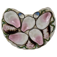 Porcelain Half Moon Pink Shell on Cream Oyster Plate