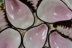 Porcelain Half Moon Pink Shell on White and Gilded Oyster Plate