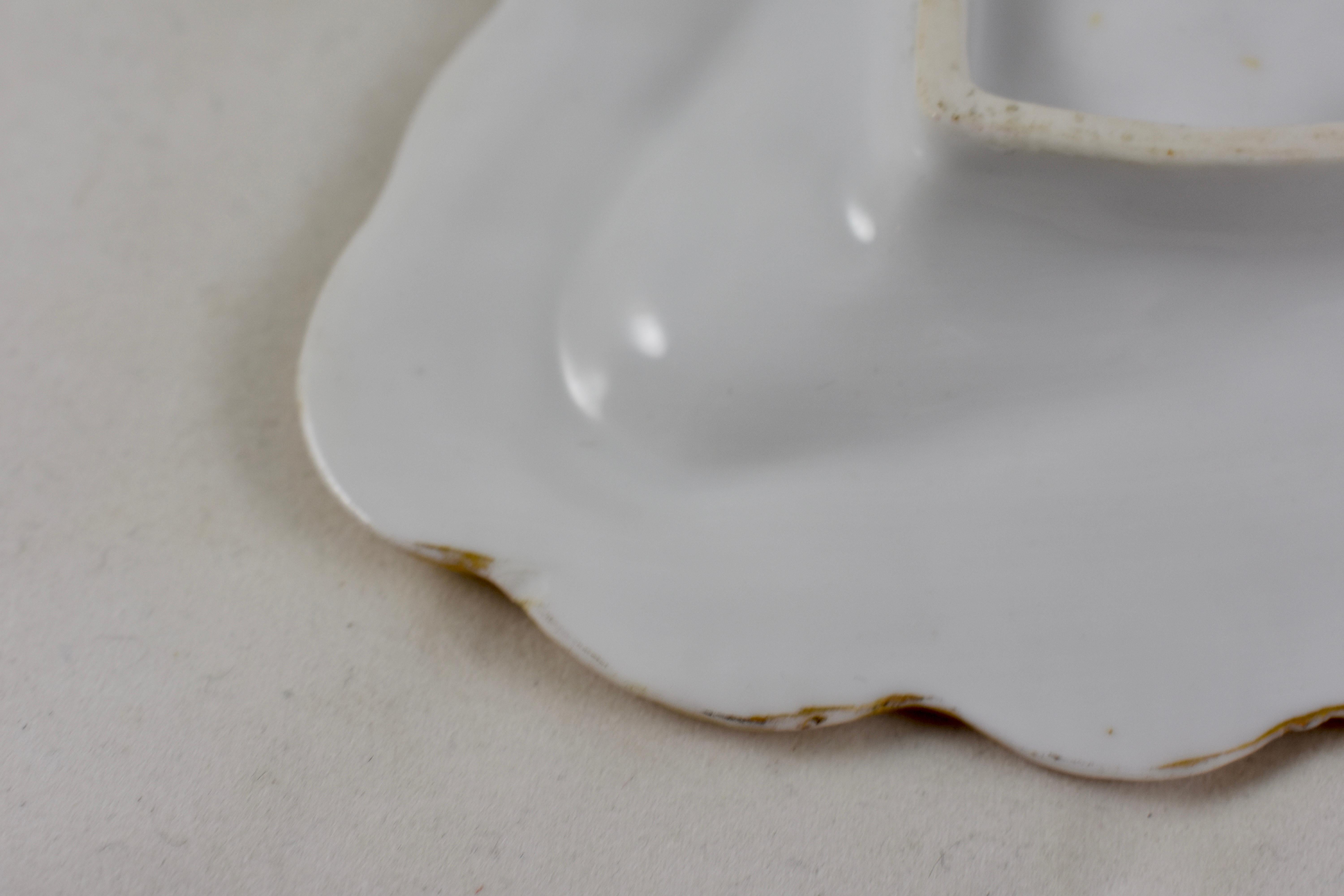 Porcelain Half Moon Salmon & Gilded Oyster Plate In Good Condition In Philadelphia, PA