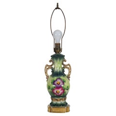 Porcelain Hand-Painted Urn Table Lamp, Victorian Flowers Decor