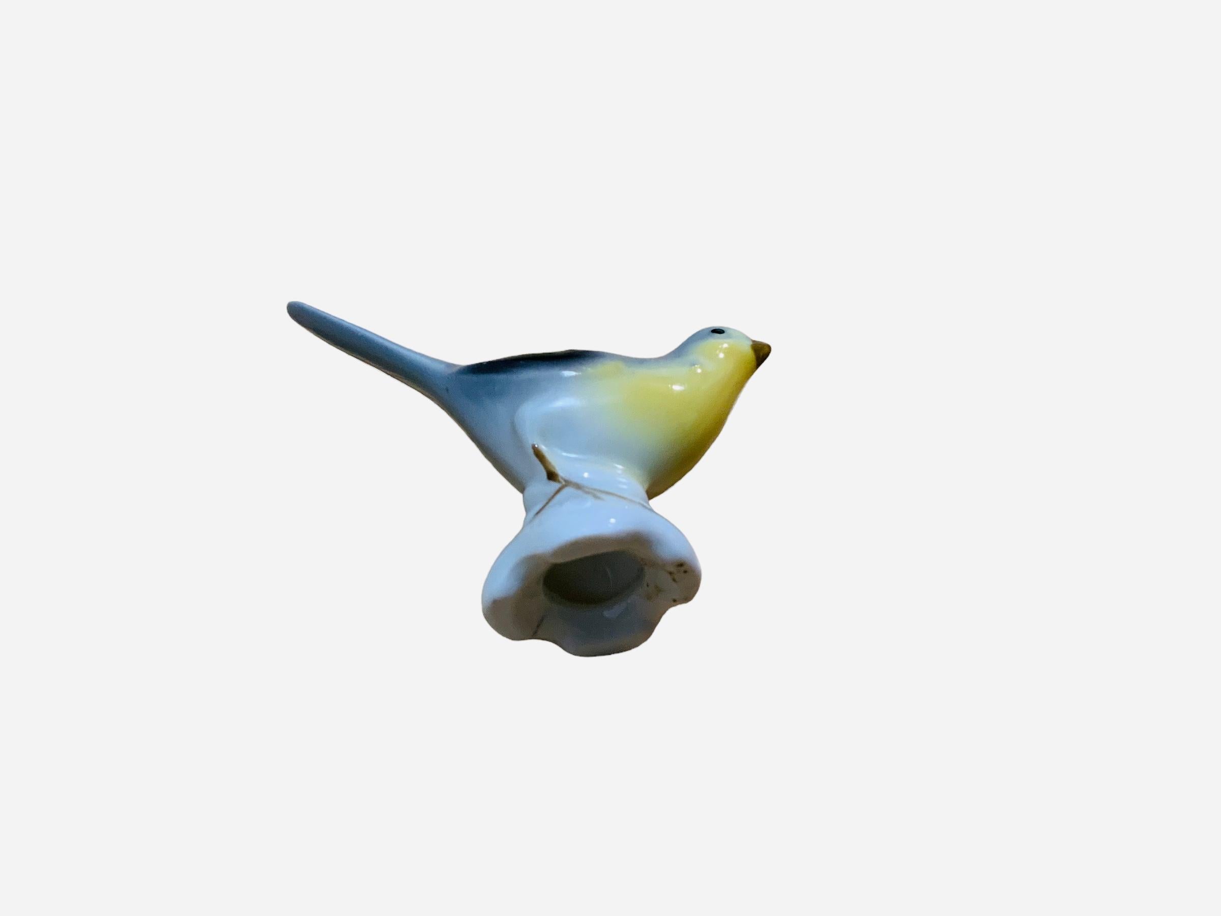 Unknown Porcelain Hand Painted Very Small Bird Figurine For Sale