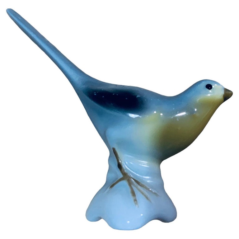 Porcelain Hand Painted Very Small Bird Figurine For Sale at 1stDibs
