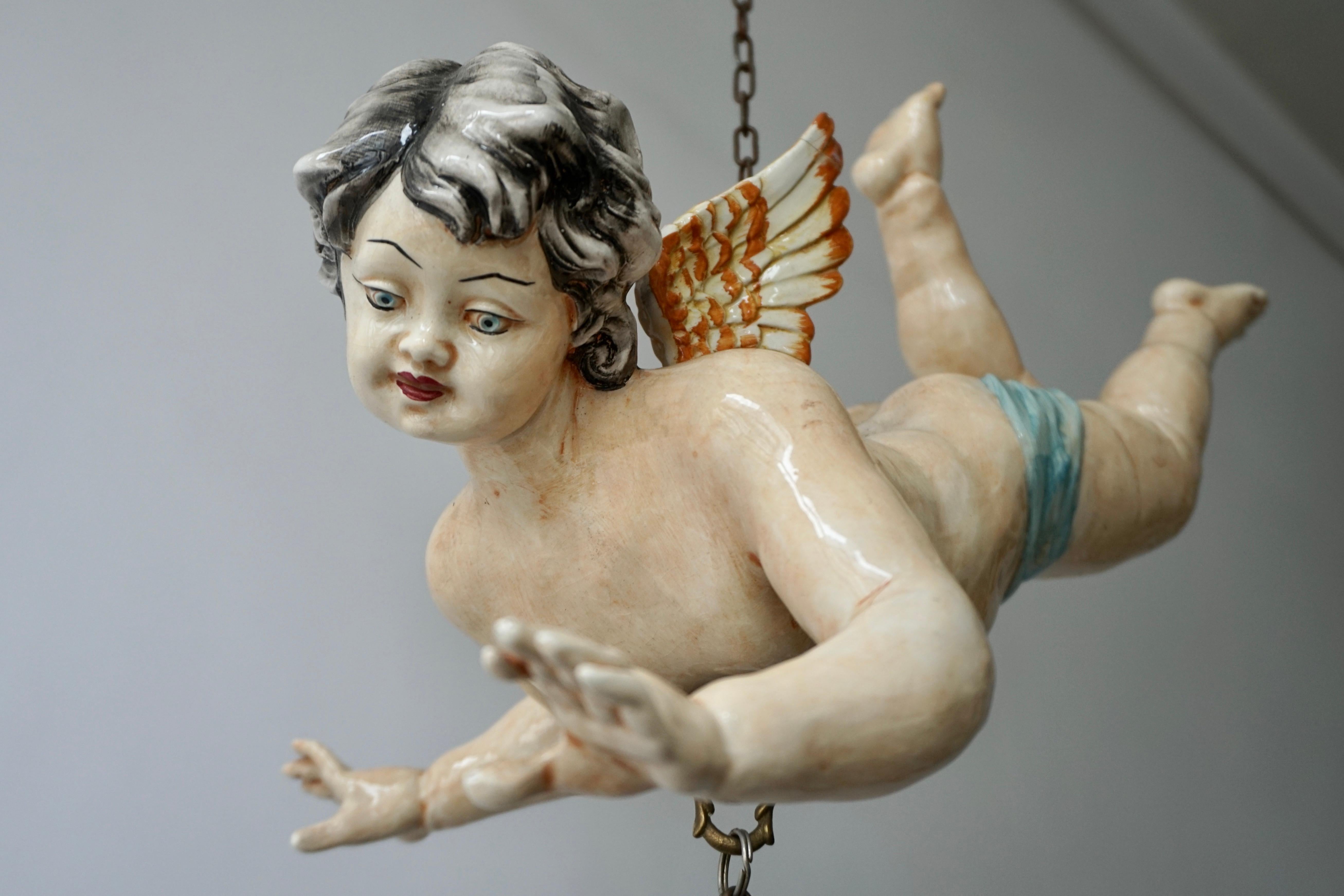 Porcelain Hanging Planter/Jardinière with Winged Putti 5