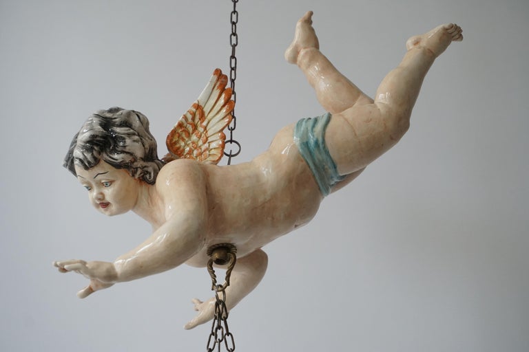 Porcelain Hanging Planter/Jardinière with Winged Putti 6