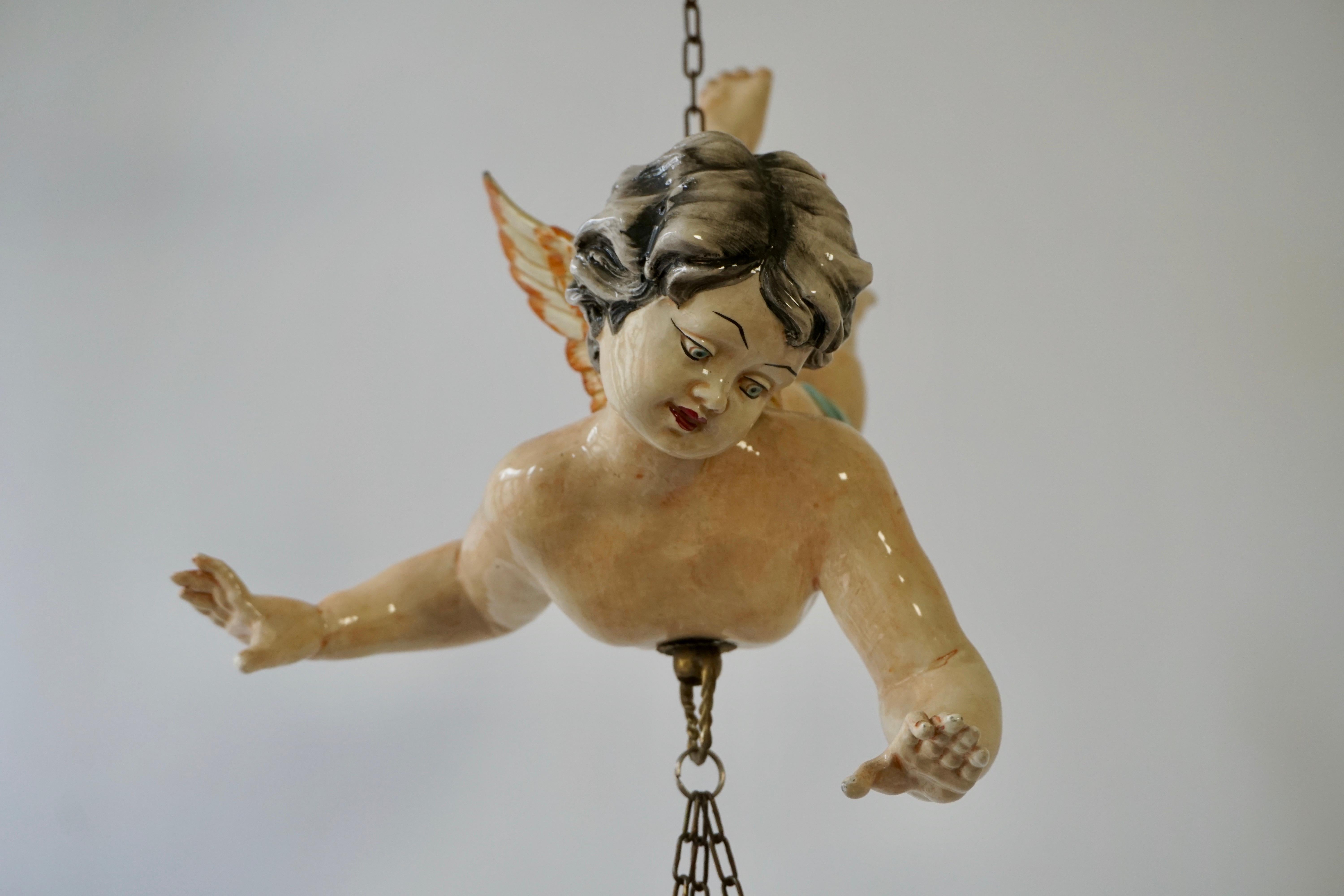 Porcelain Hanging Planter/Jardinière with Winged Putti 9