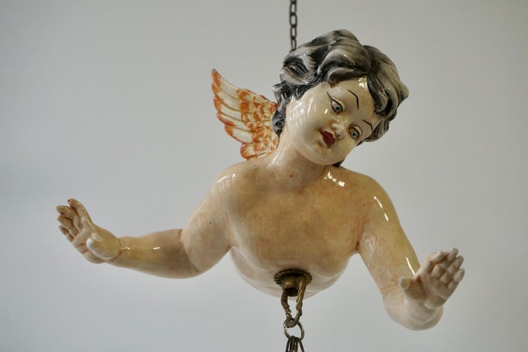 Porcelain Hanging Planter/Jardinière with Winged Putti 10
